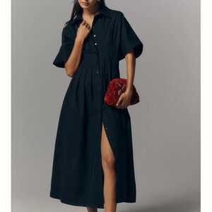Anthropologie Black Button-Down Midi Dress